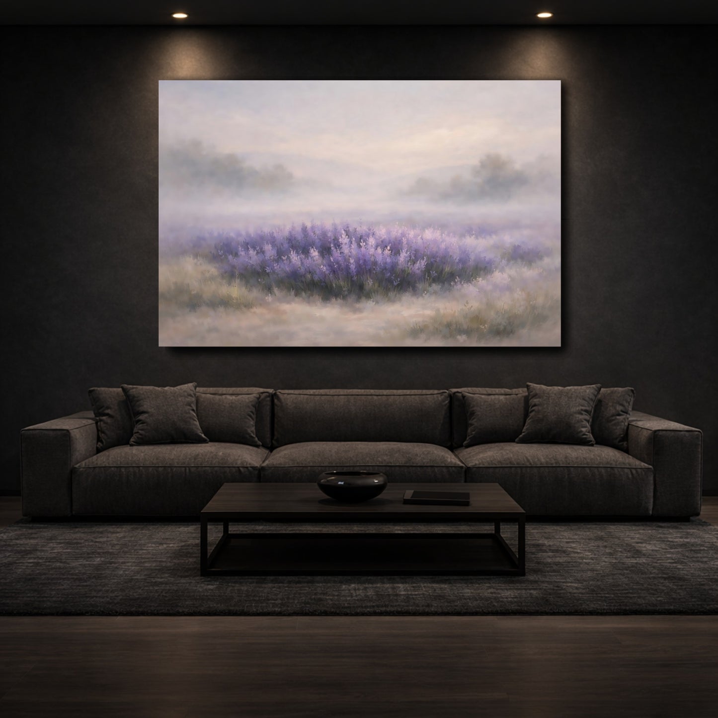 Mockup 2. Nature Lavender Field Lavender Landscape shown as stretched canvas wall art