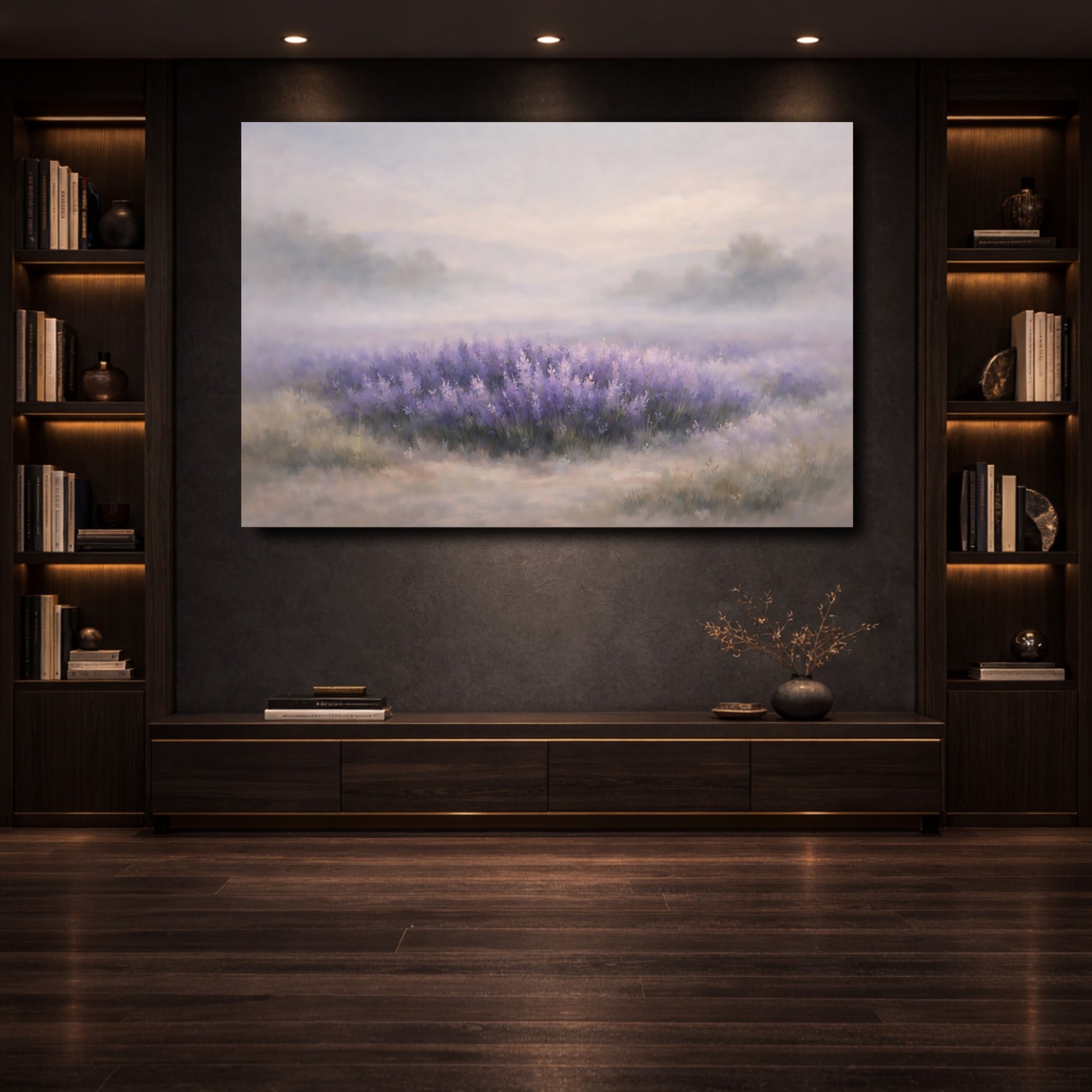 Mockup 3. Nature Lavender Field Lavender Landscape shown as stretched canvas wall art