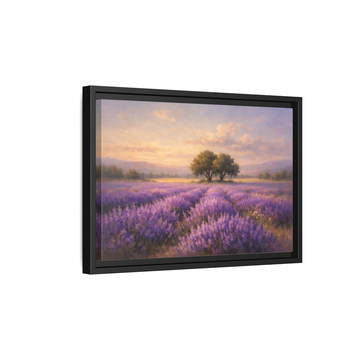 Side Mockup 6. Nature Lavender Field Purple And Gold shown as stretched canvas wall art