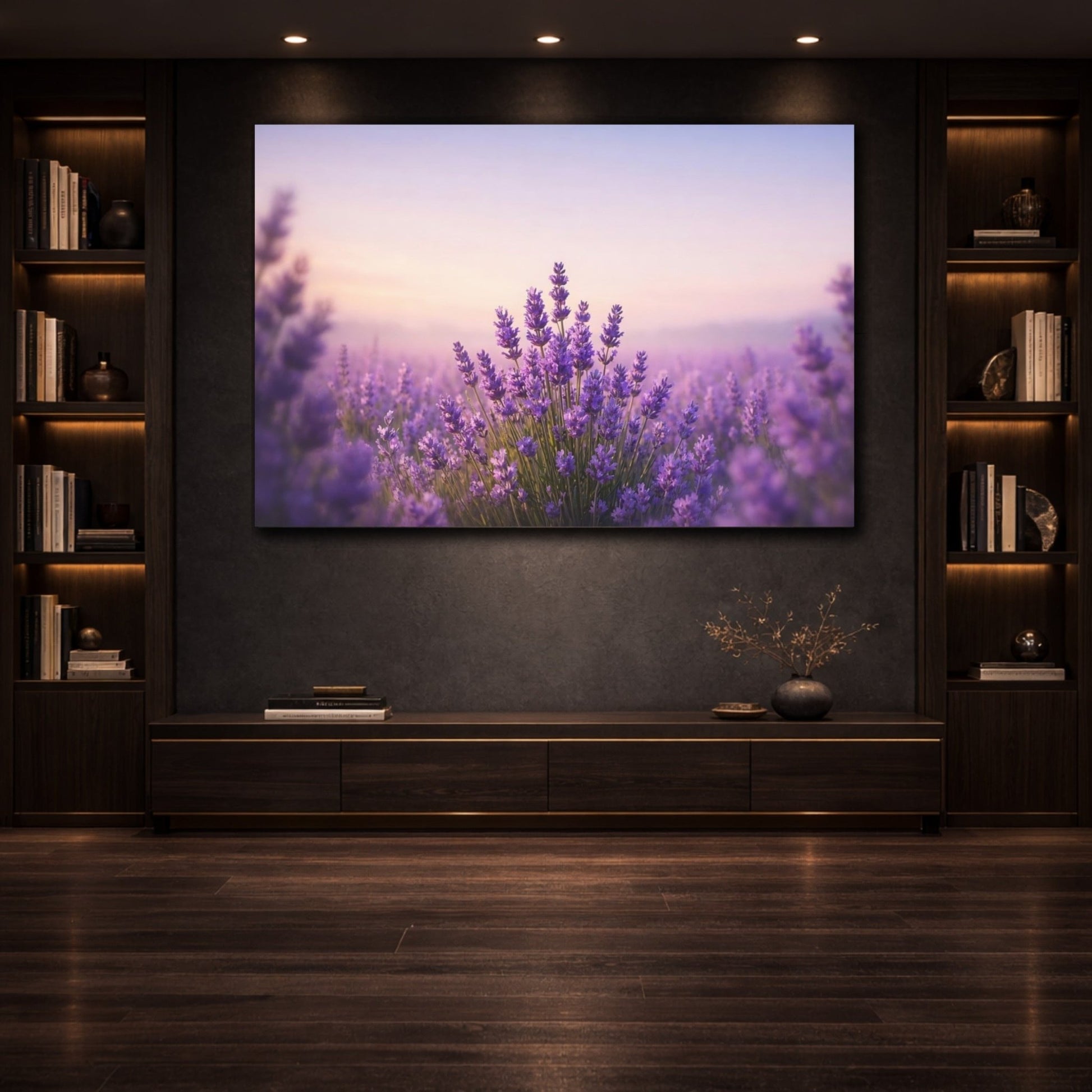 Nature Lavender Field Purple - Canvas Wall Art Print - YesArtYes