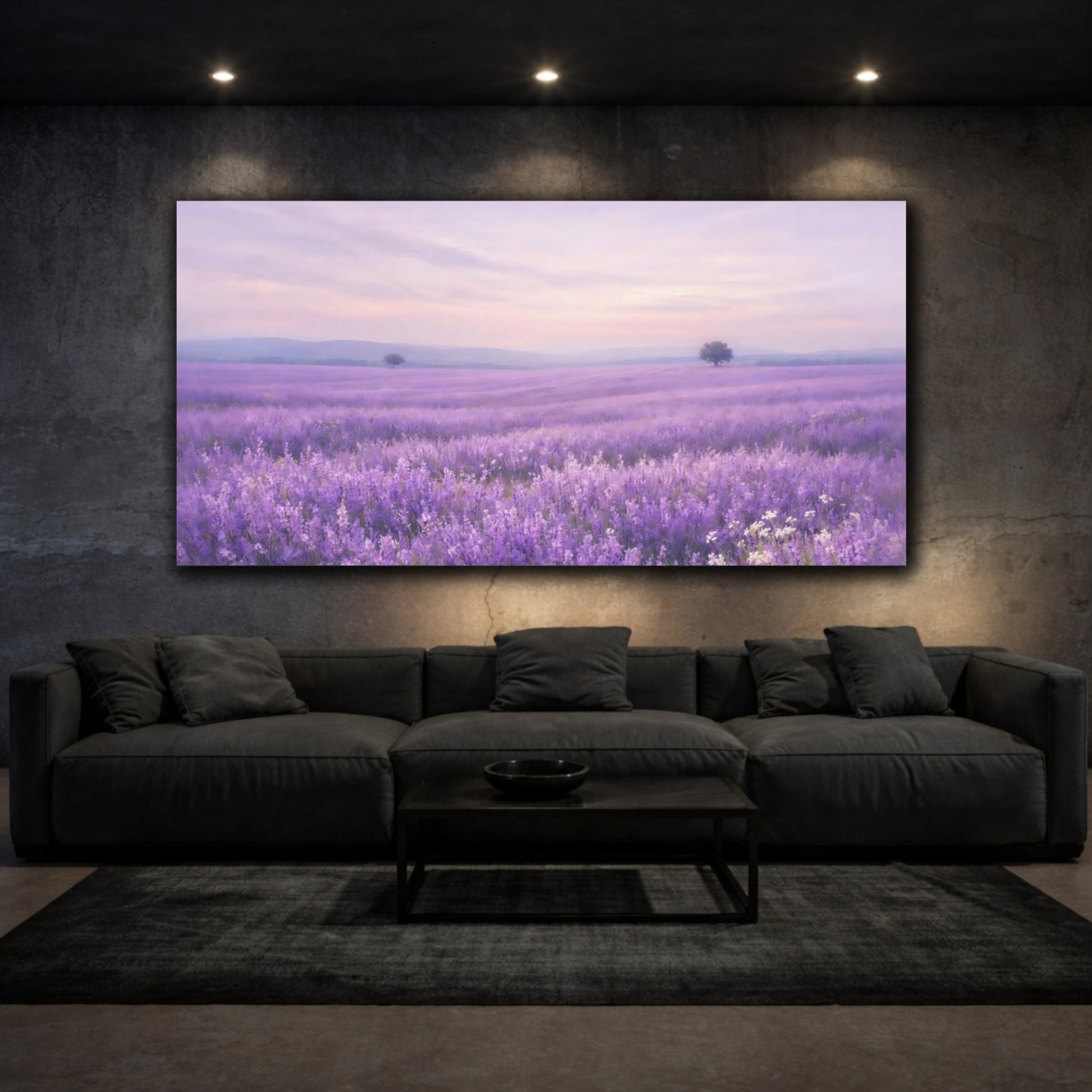 Nature Lavender Field Purple - Canvas Wall Art Print - YesArtYes