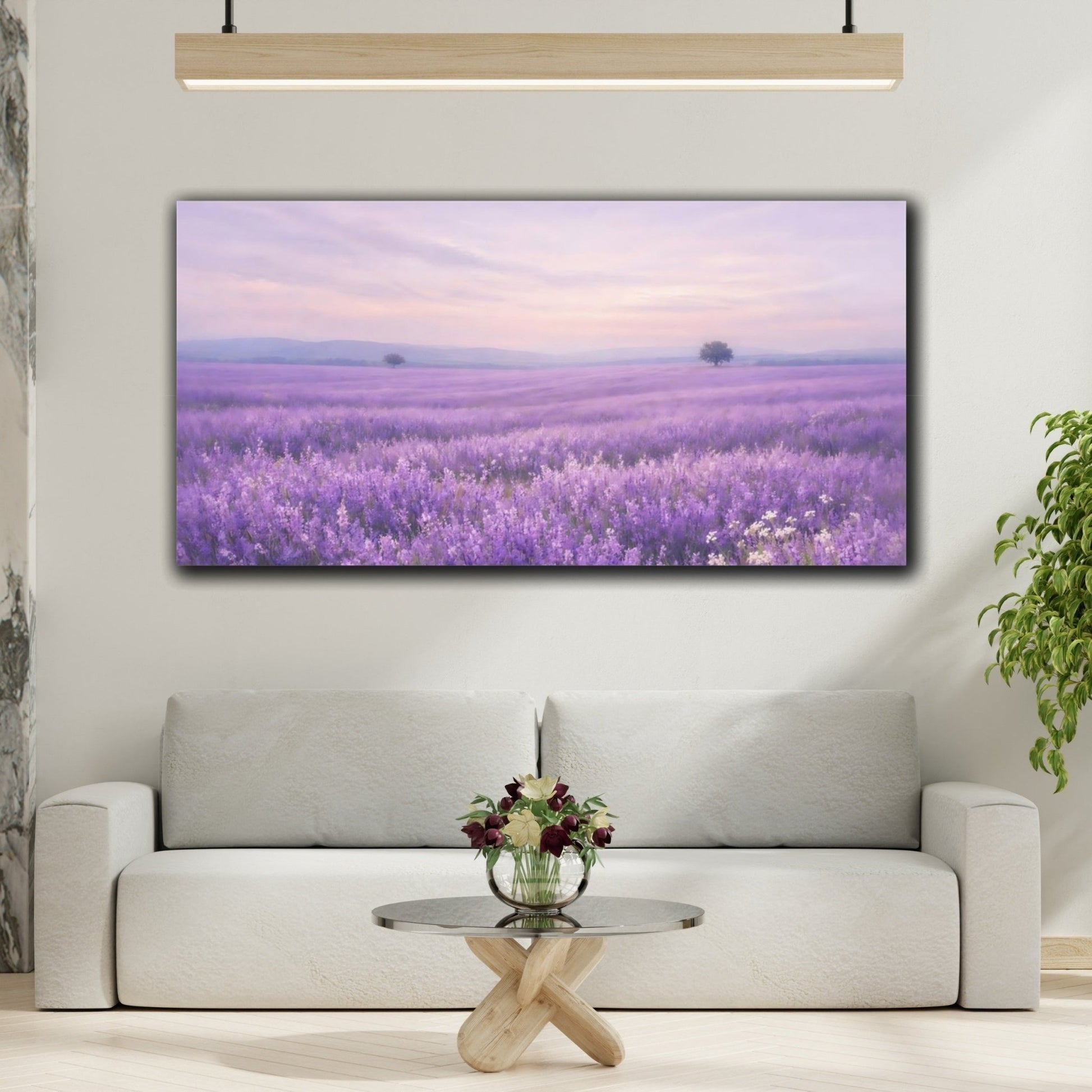 Nature Lavender Field Purple - Canvas Wall Art Print - YesArtYes