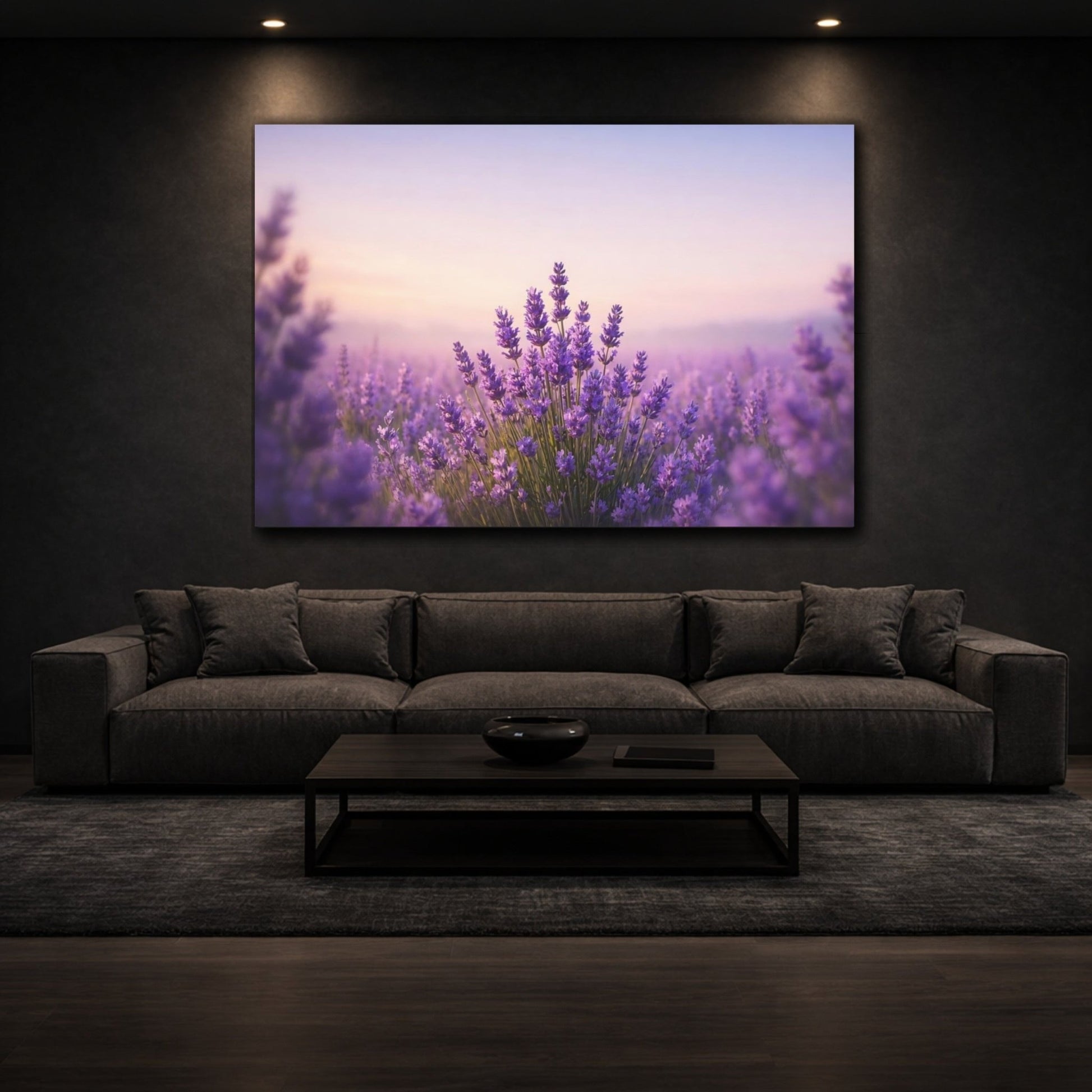Nature Lavender Field Purple - Canvas Wall Art Print - YesArtYes