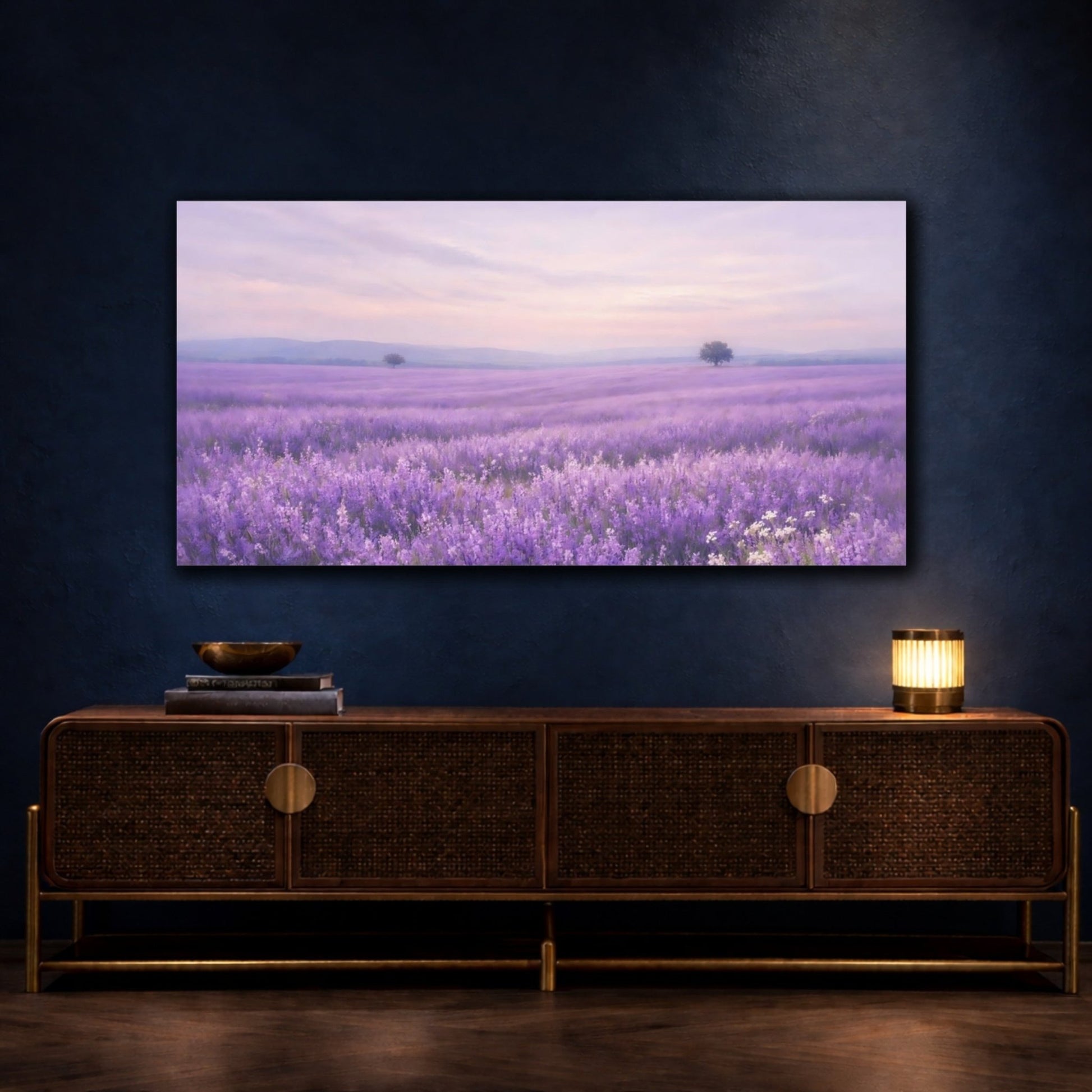 Nature Lavender Field Purple - Canvas Wall Art Print - YesArtYes