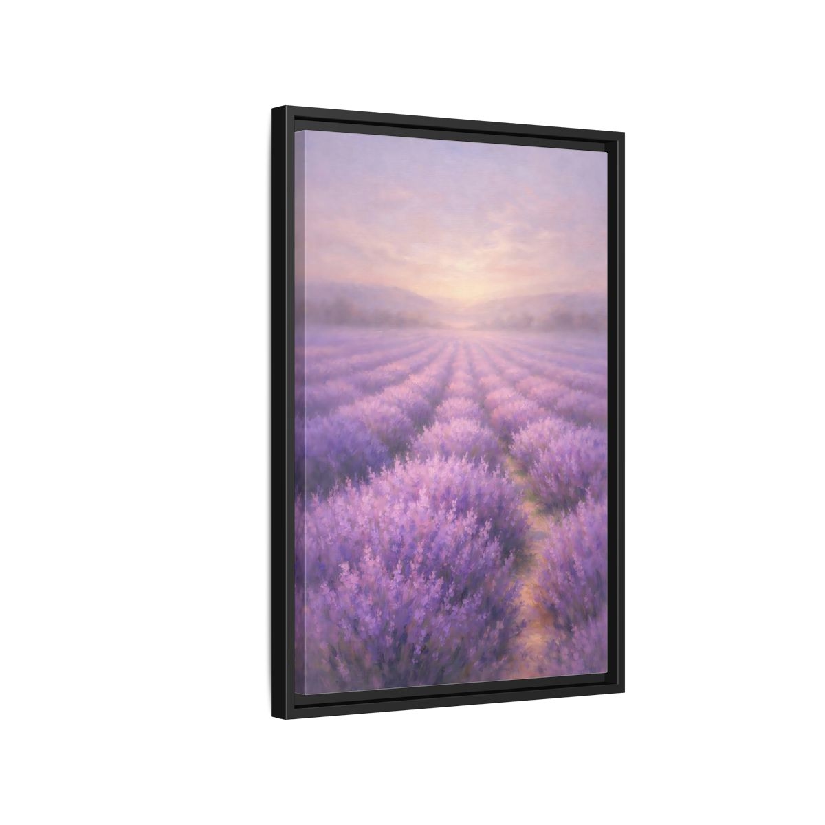 Side Mockup 3. Nature Lavender Field Purple Landscape shown as stretched canvas wall art