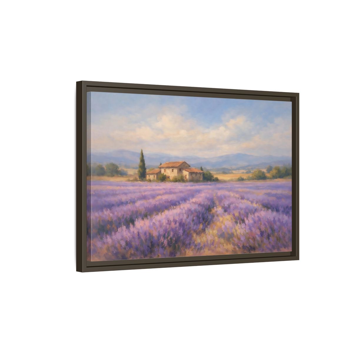 Side Mockup 2. Nature Lavender Field Purple Lavender Field shown as stretched canvas wall art