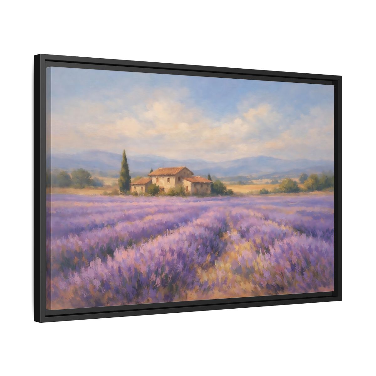 Side Mockup 14. Nature Lavender Field Purple Lavender Field shown as stretched canvas wall art