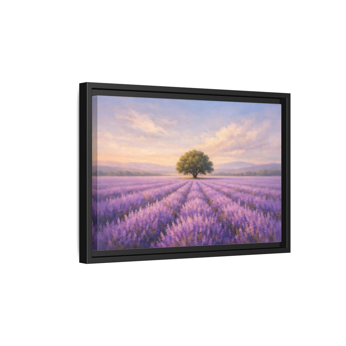 Side Mockup 6. Nature Lavender Field Purple Lavender shown as stretched canvas wall art