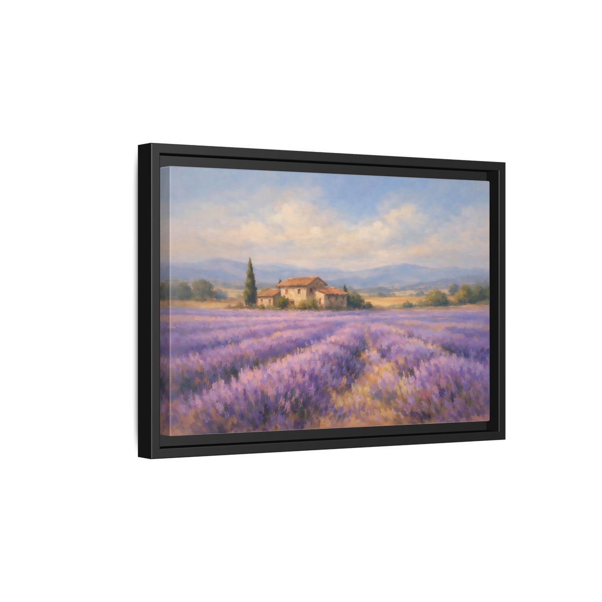 Side Mockup 6. Nature Lavender Field Purple Lavender Field shown as stretched canvas wall art