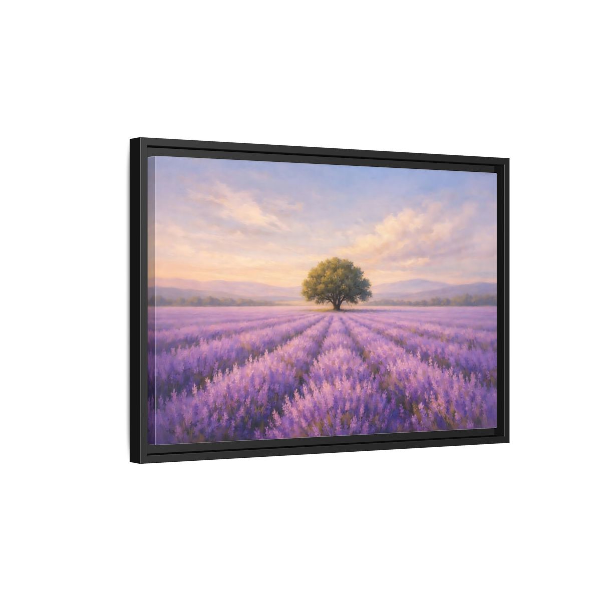 Side Mockup 3. Nature Lavender Field Purple Lavender shown as stretched canvas wall art