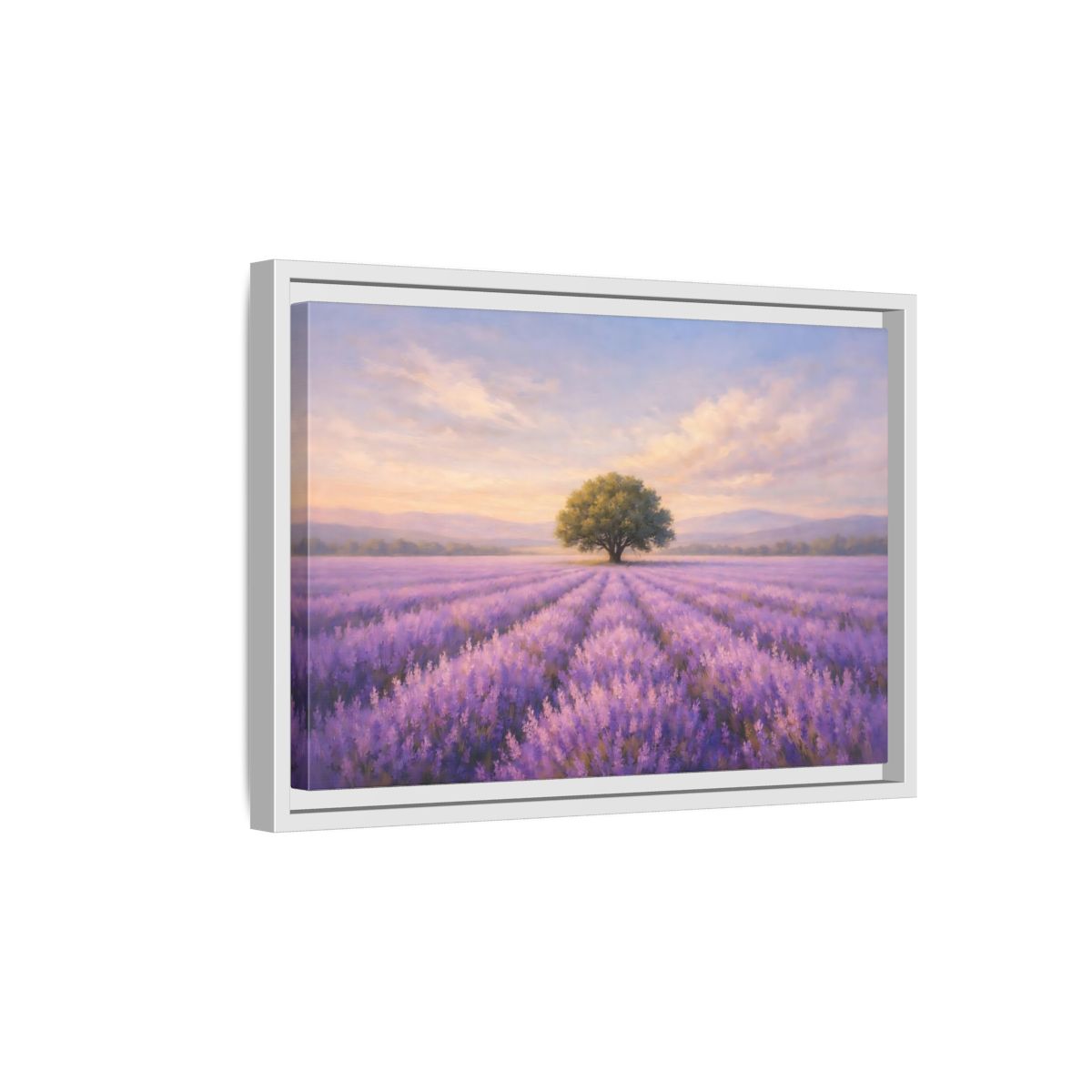 Side Mockup 4. Nature Lavender Field Purple Lavender shown as stretched canvas wall art