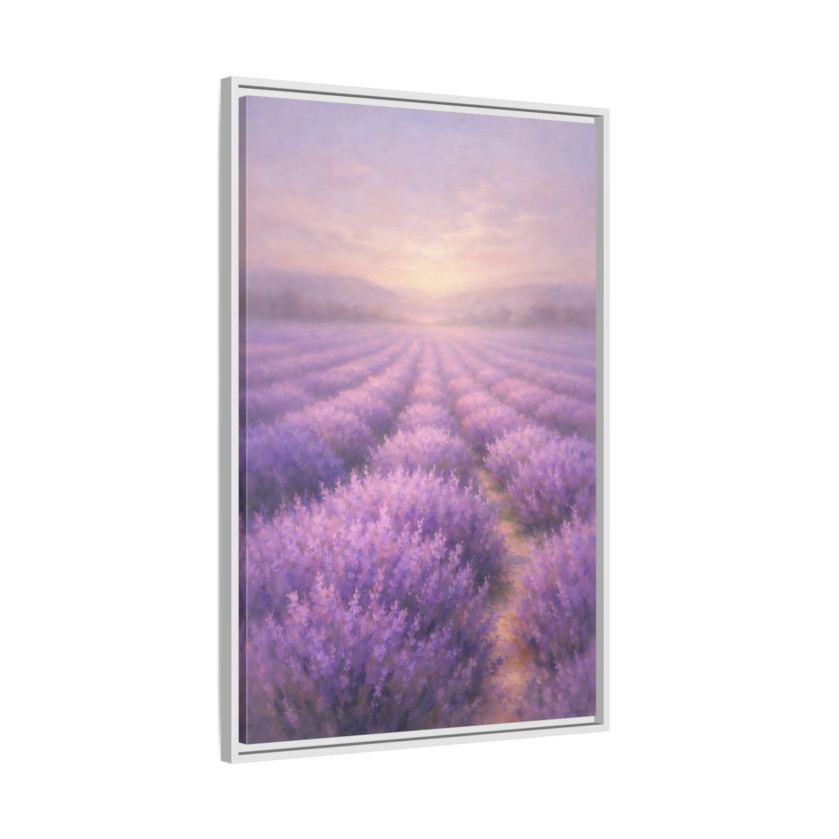 Side Mockup 9. Nature Lavender Field Purple Landscape shown as stretched canvas wall art