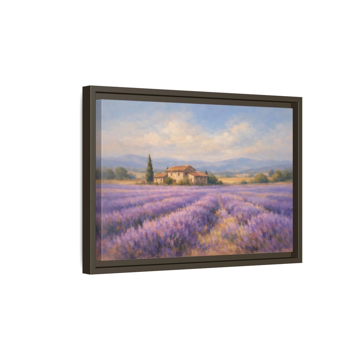 Side Mockup 5. Nature Lavender Field Purple Lavender Field shown as stretched canvas wall art