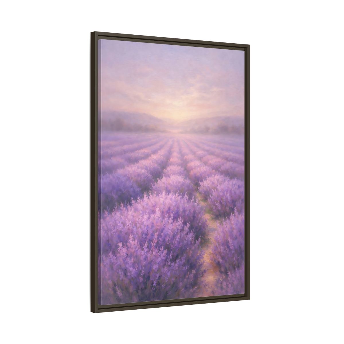 Side Mockup 10. Nature Lavender Field Purple Landscape shown as stretched canvas wall art