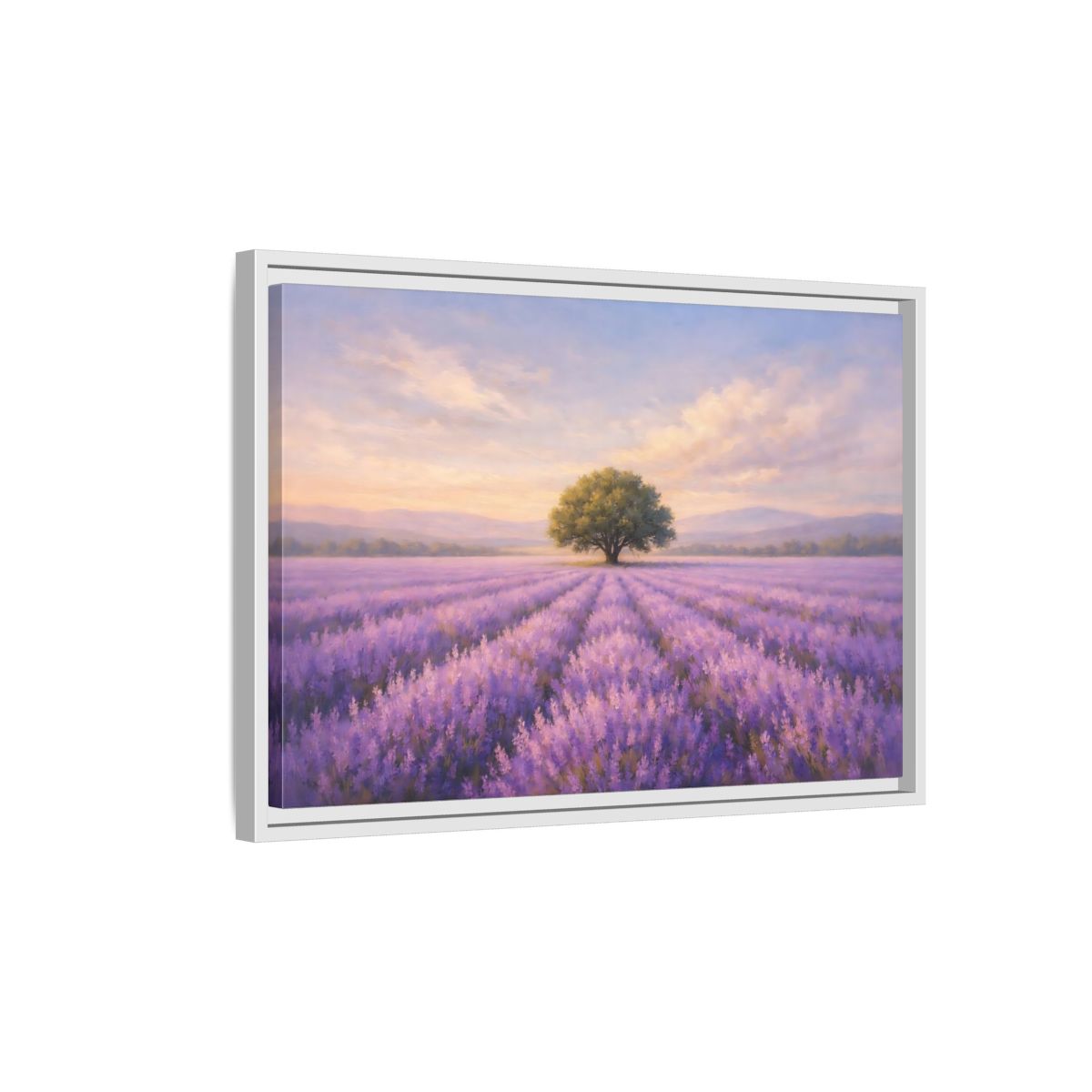 Side Mockup 1. Nature Lavender Field Purple Lavender shown as stretched canvas wall art