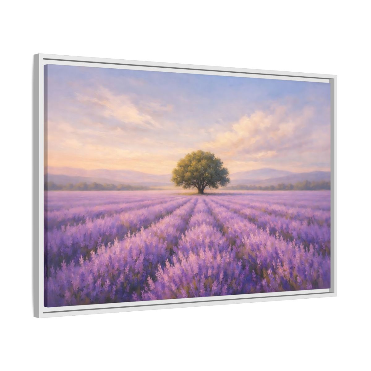 Side Mockup 8. Nature Lavender Field Purple Lavender shown as stretched canvas wall art