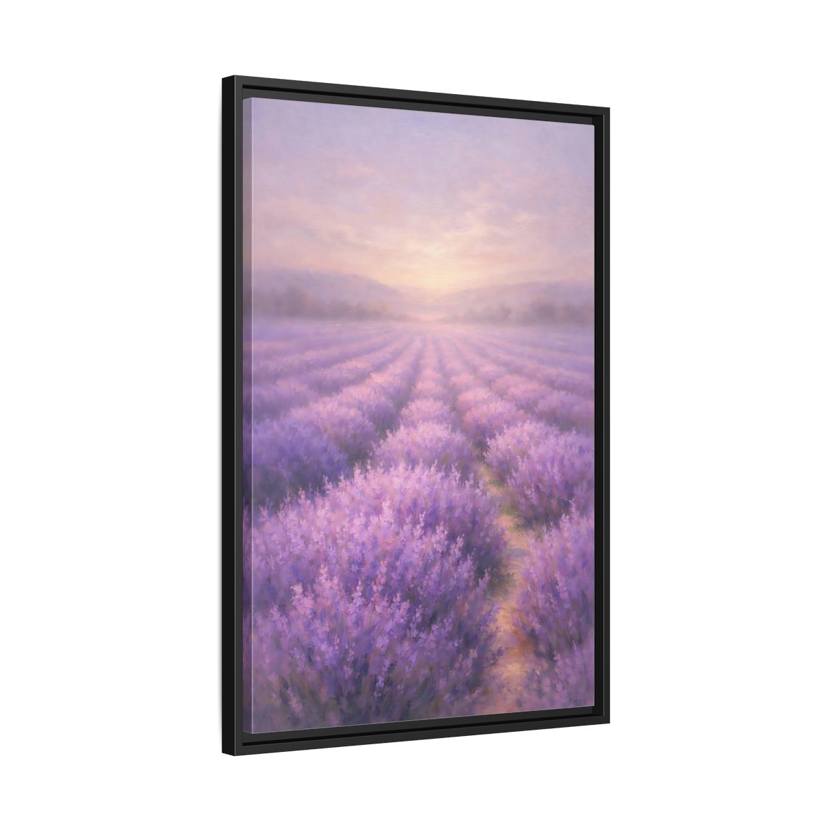 Side Mockup 14. Nature Lavender Field Purple Landscape shown as stretched canvas wall art
