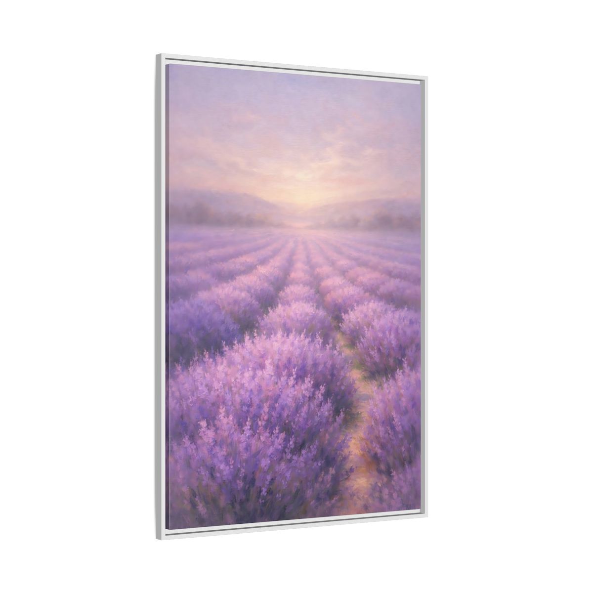 Side Mockup 7. Nature Lavender Field Purple Landscape shown as stretched canvas wall art