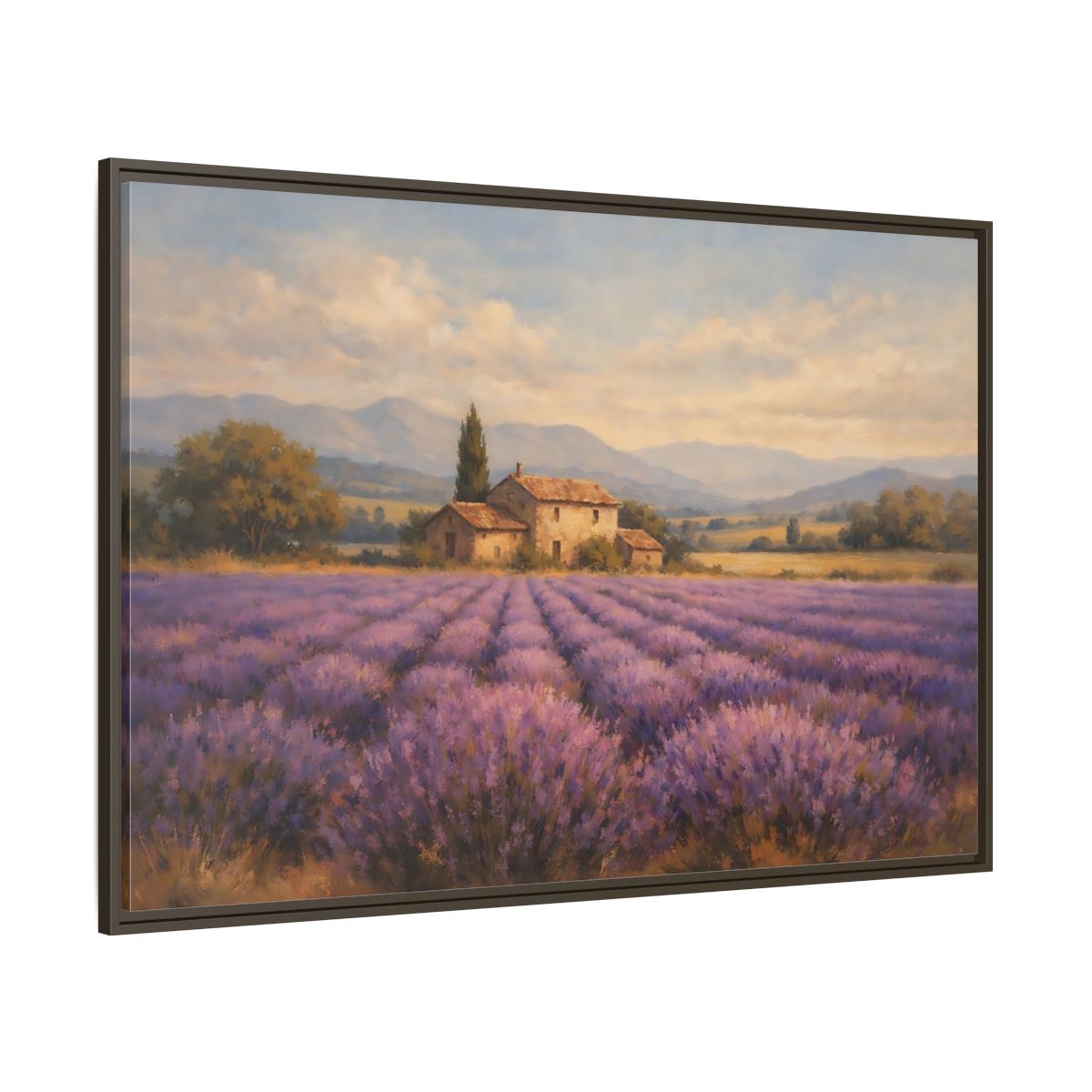 Main Mockup. Nature Lavender Field Purple Landscape shown as stretched canvas wall art