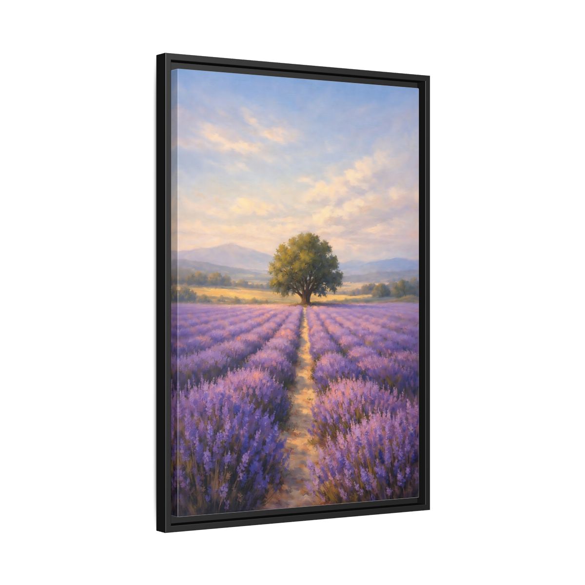 Side Mockup 14. Nature Lavender Field Purple Lavender Landscape shown as stretched canvas wall art