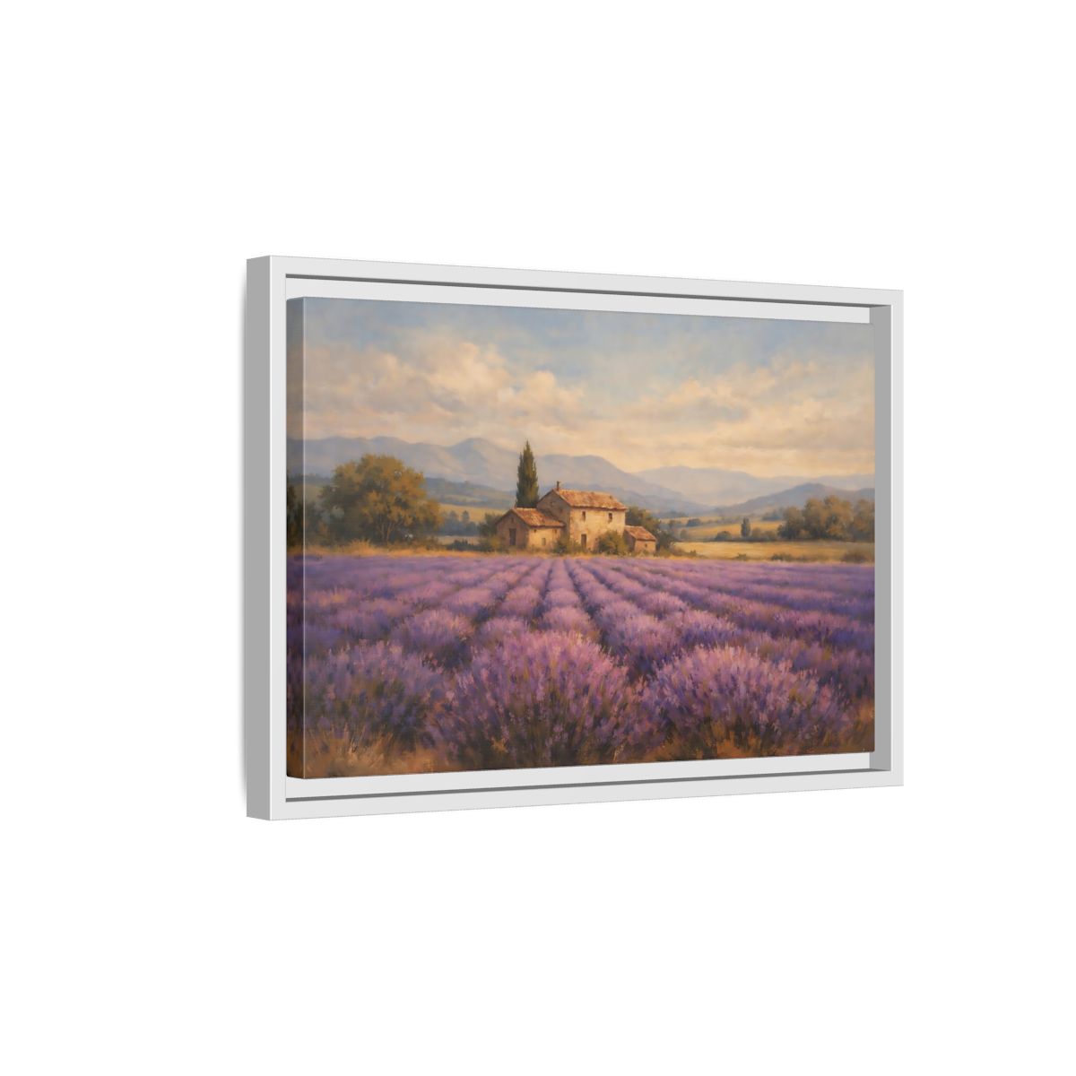 Side Mockup 4. Nature Lavender Field Purple Landscape shown as stretched canvas wall art