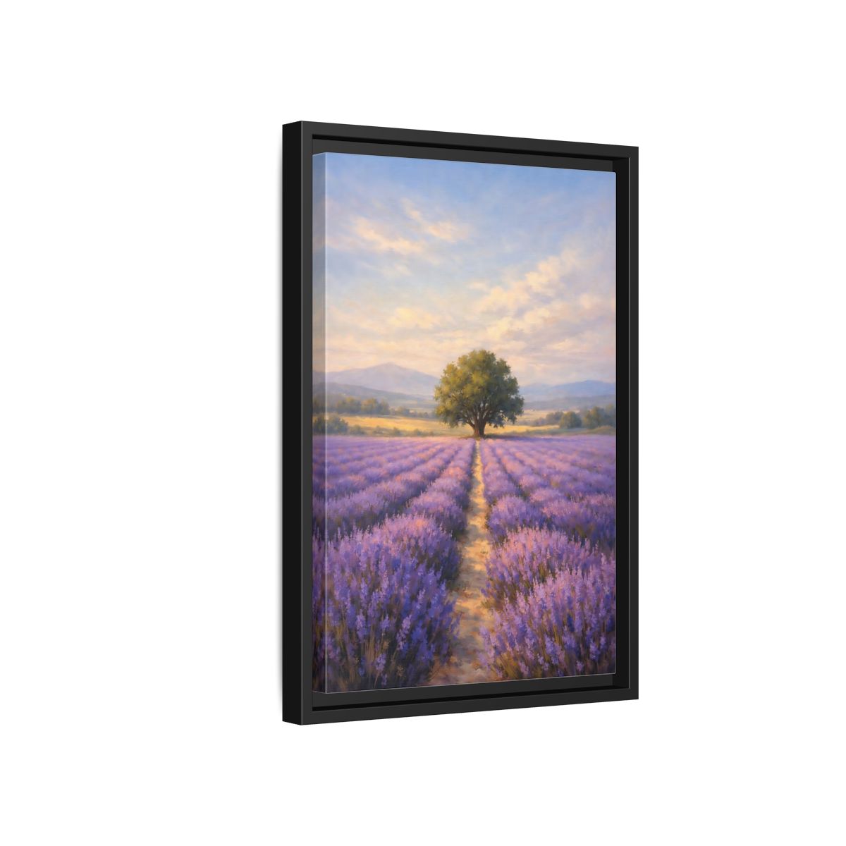 Side Mockup 6. Nature Lavender Field Purple Lavender Landscape shown as stretched canvas wall art