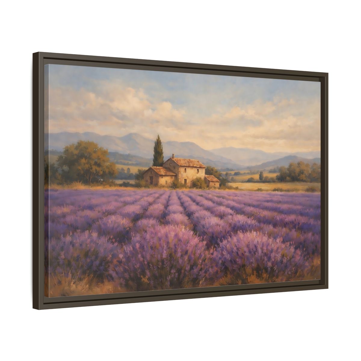 Side Mockup 11. Nature Lavender Field Purple Landscape shown as stretched canvas wall art