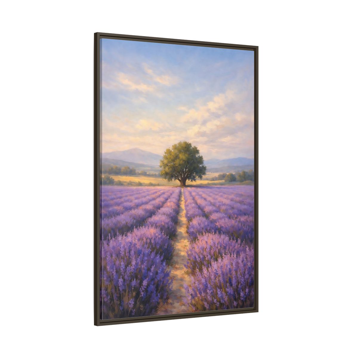 Side Mockup 8. Nature Lavender Field Purple Lavender Landscape shown as stretched canvas wall art