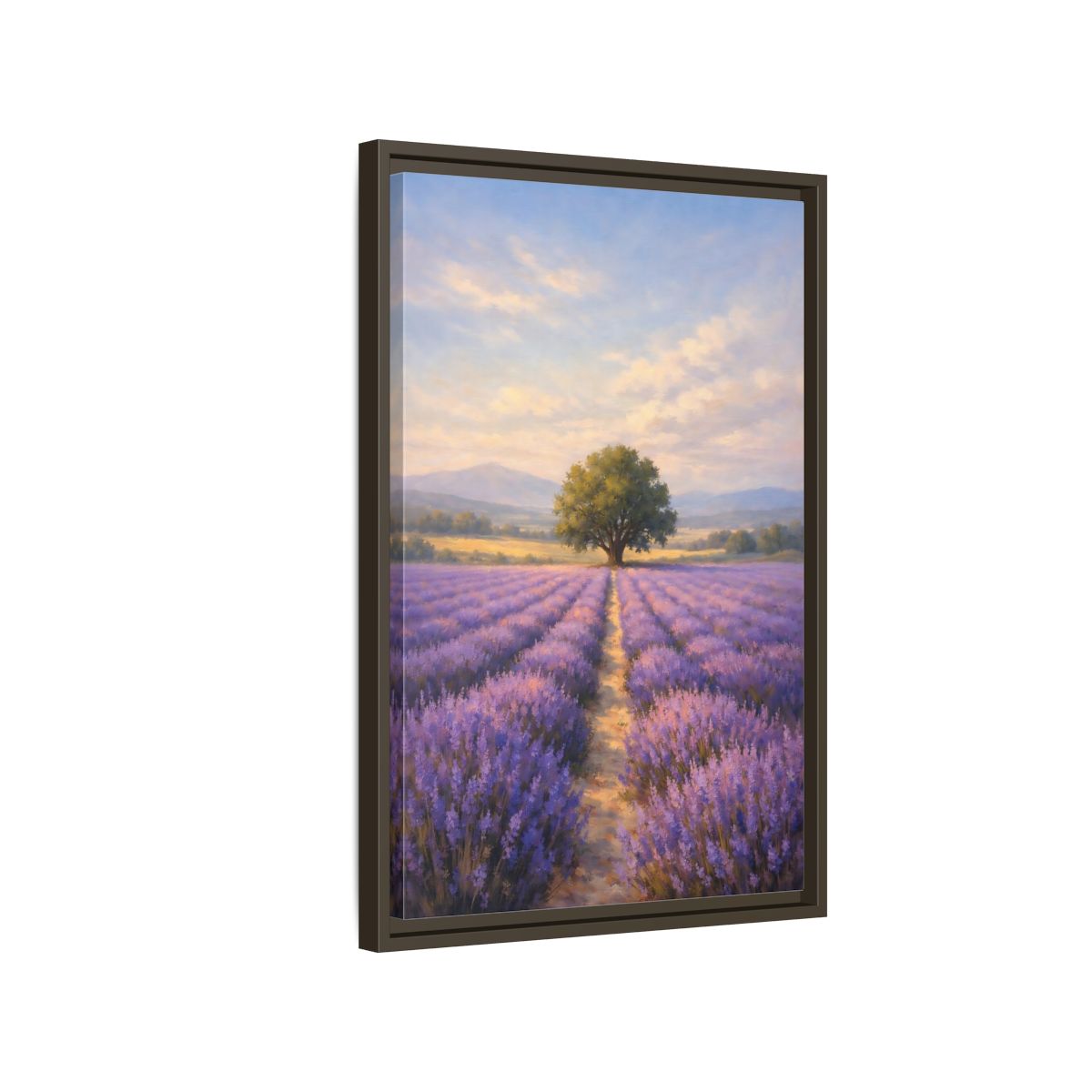 Side Mockup 2. Nature Lavender Field Purple Lavender Landscape shown as stretched canvas wall art