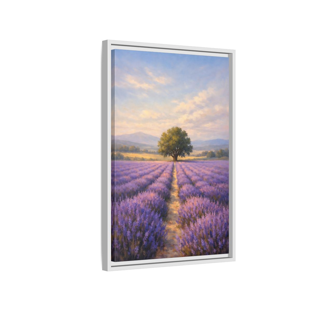 Side Mockup 1. Nature Lavender Field Purple Lavender Landscape shown as stretched canvas wall art