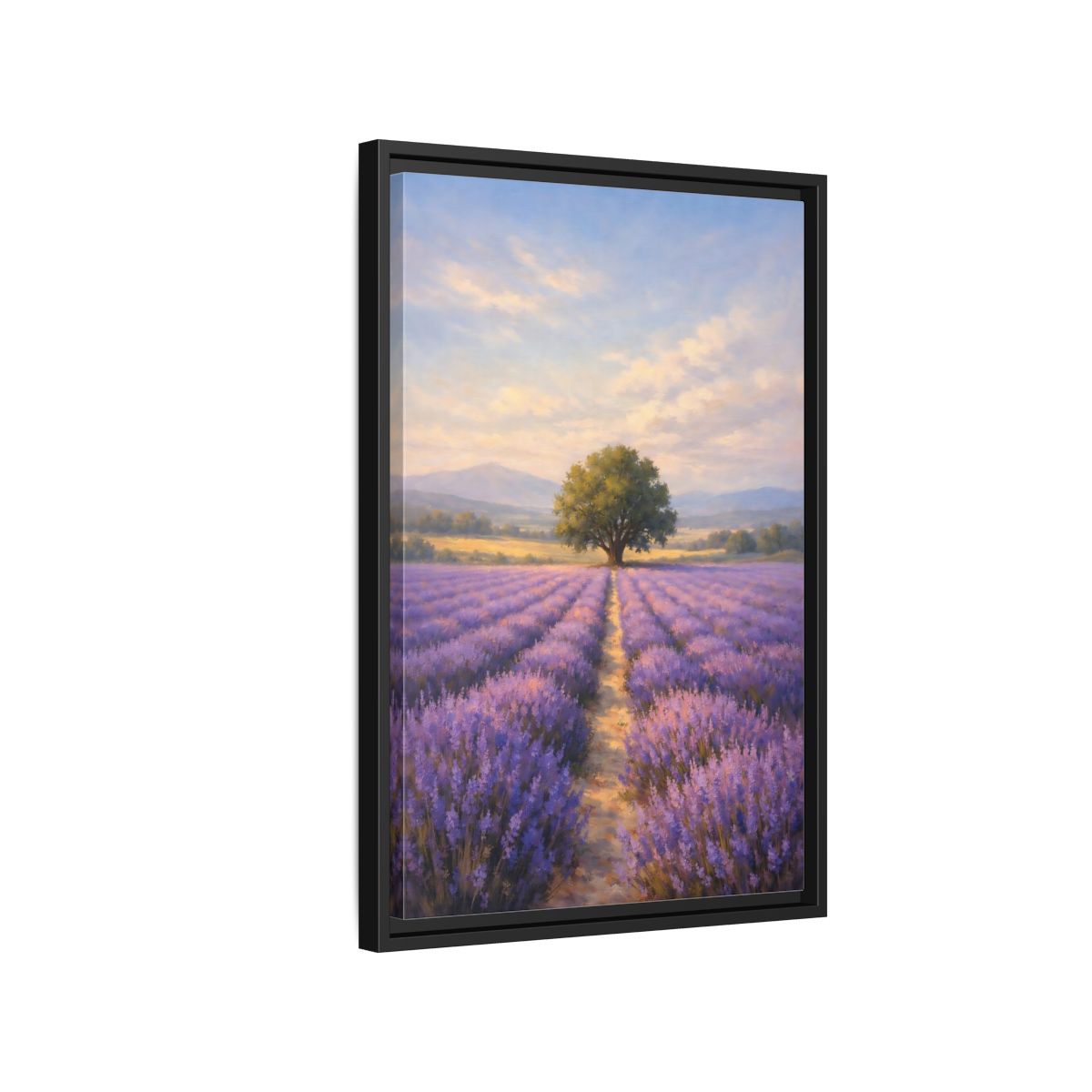 Side Mockup 3. Nature Lavender Field Purple Lavender Landscape shown as stretched canvas wall art