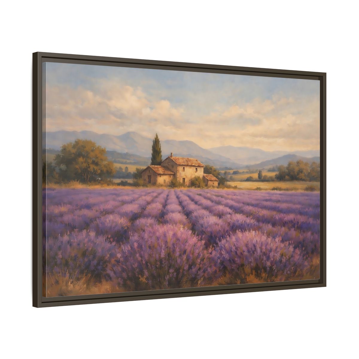Side Mockup 9. Nature Lavender Field Purple Landscape shown as stretched canvas wall art