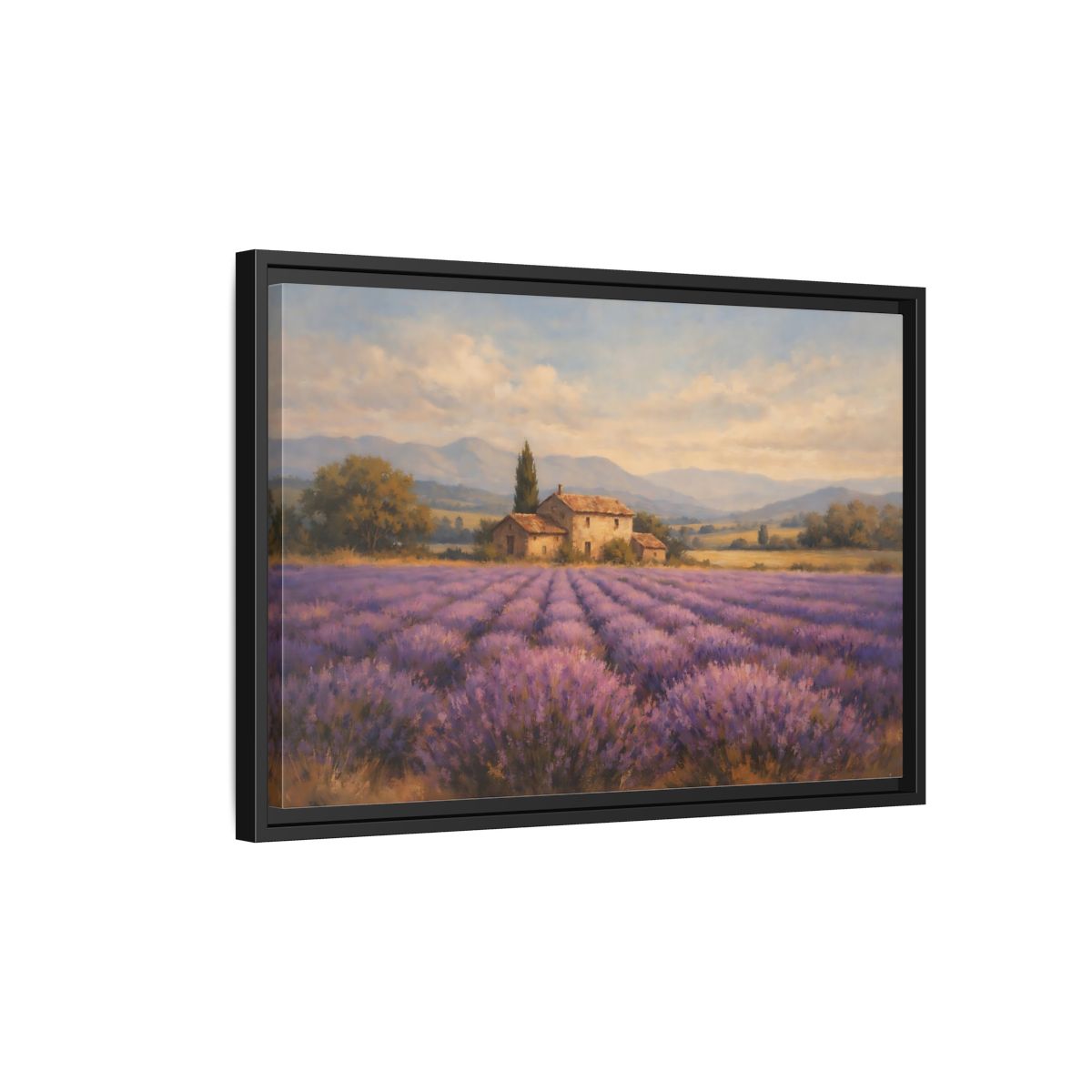 Side Mockup 3. Nature Lavender Field Purple Landscape shown as stretched canvas wall art