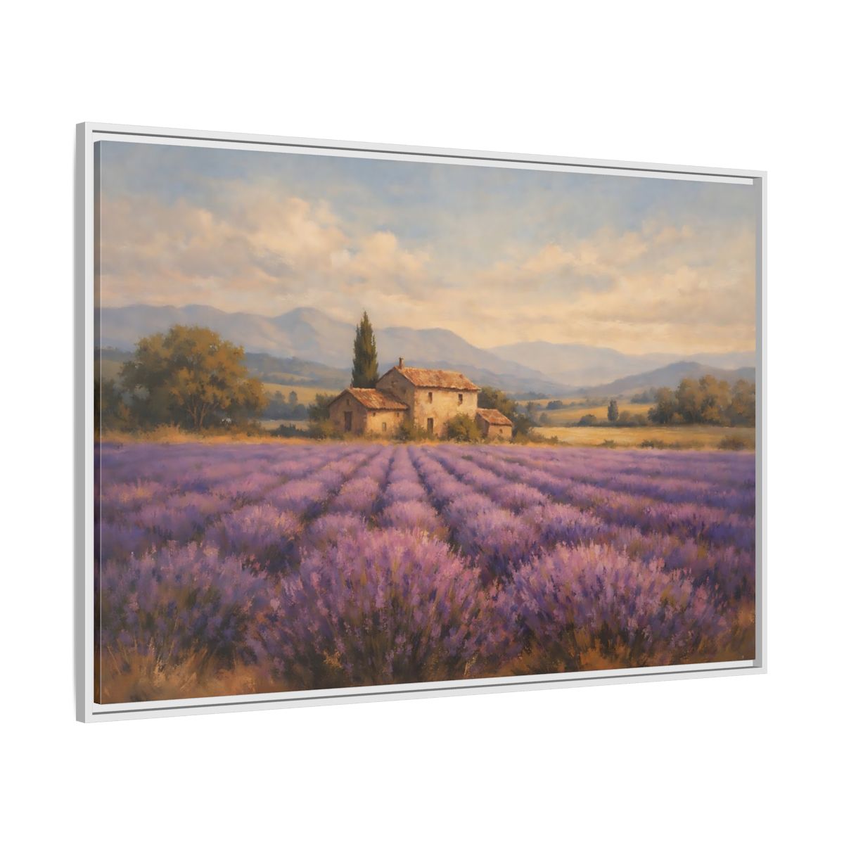 Side Mockup 7. Nature Lavender Field Purple Landscape shown as stretched canvas wall art