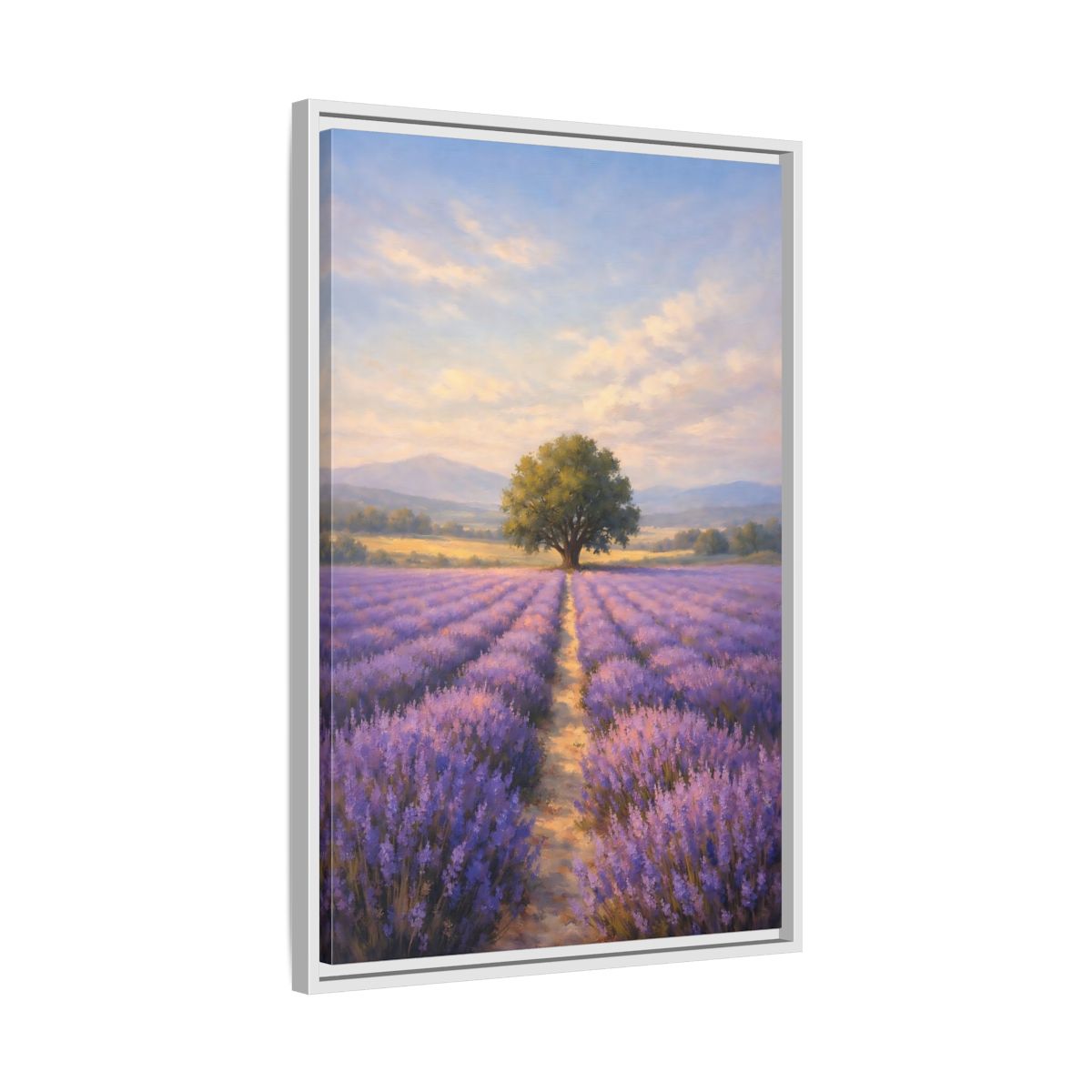 Side Mockup 11. Nature Lavender Field Purple Lavender Landscape shown as stretched canvas wall art