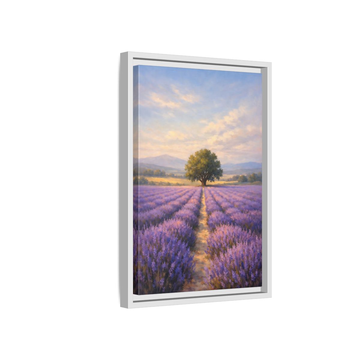 Side Mockup 4. Nature Lavender Field Purple Lavender Landscape shown as stretched canvas wall art