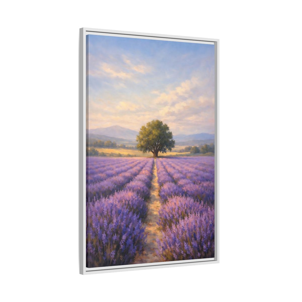 Side Mockup 9. Nature Lavender Field Purple Lavender Landscape shown as stretched canvas wall art