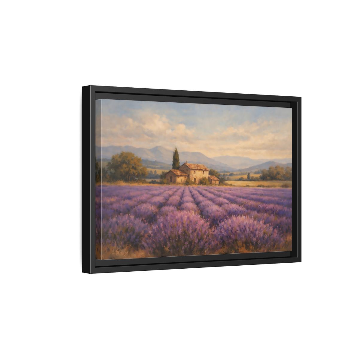Side Mockup 6. Nature Lavender Field Purple Landscape shown as stretched canvas wall art