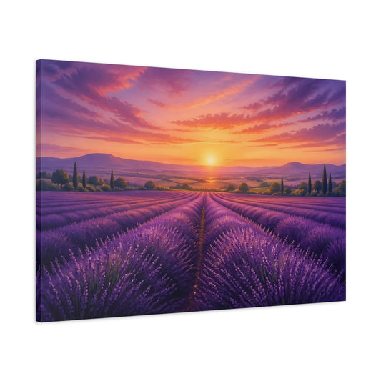 Main Mockup. Nature Lavender Field Purple Lavender shown as stretched canvas wall art