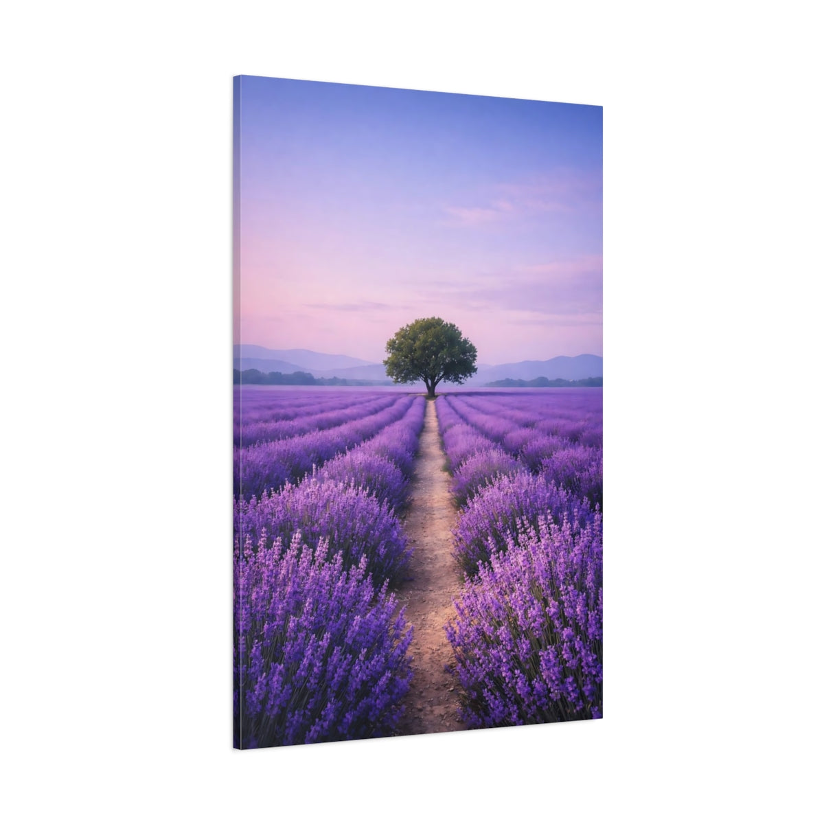 Nature Lavender Field Purple Lavender Field shown as stretched canvas wall art