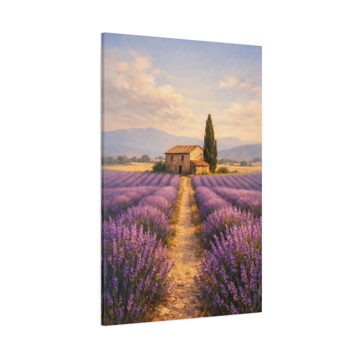 Main Mockup. Nature Lavender Field Purple Lavender Field shown as stretched canvas wall art