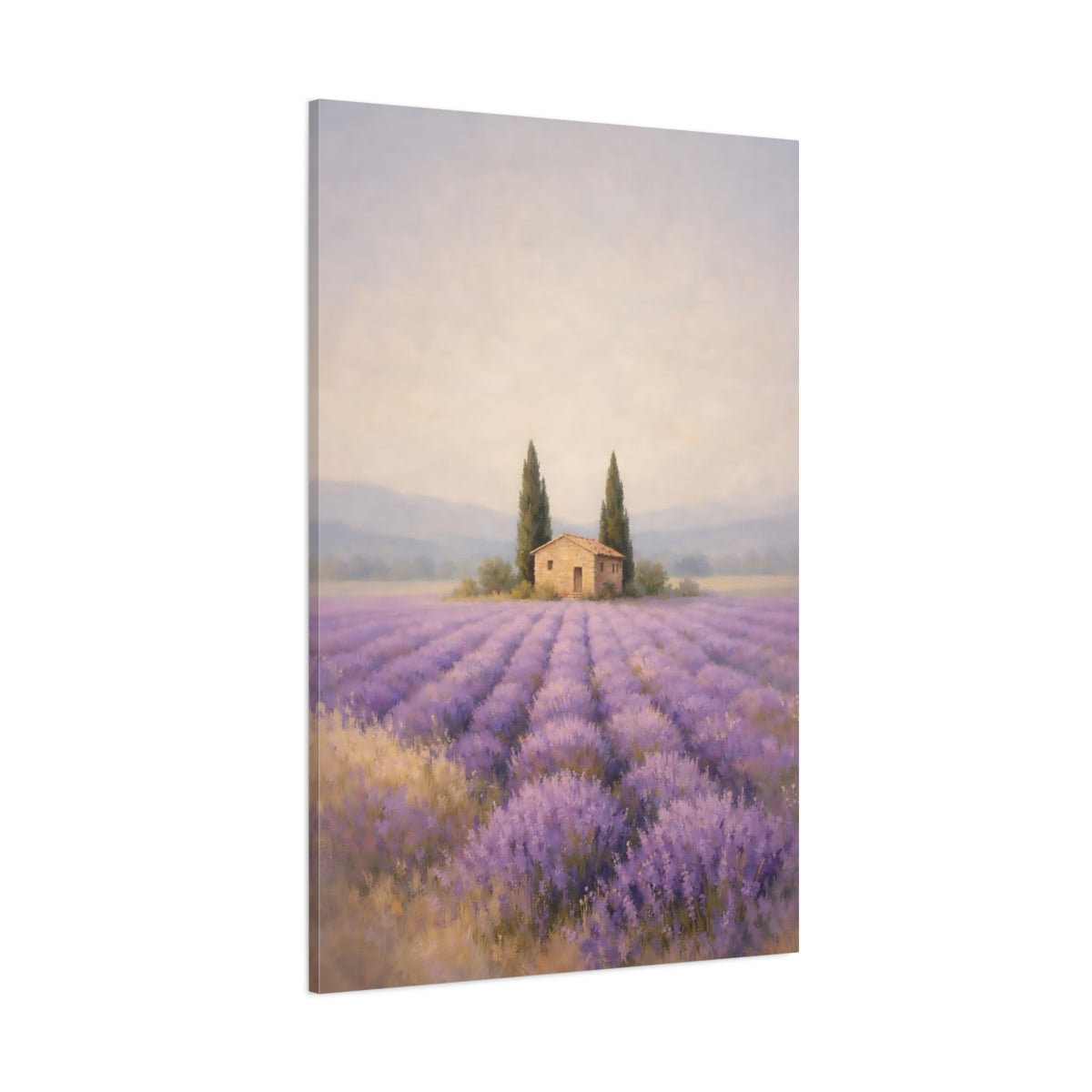 Nature Lavender Field Purple Lavender Field shown as stretched canvas wall art