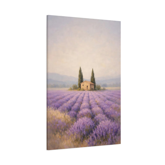 Nature Lavender Field Purple Lavender Field shown as stretched canvas wall art