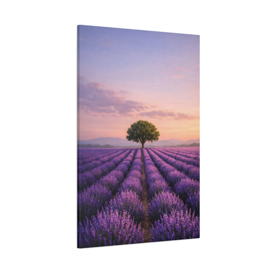 Main Mockup. Nature Lavender Field Purple Lavender Field shown as stretched canvas wall art