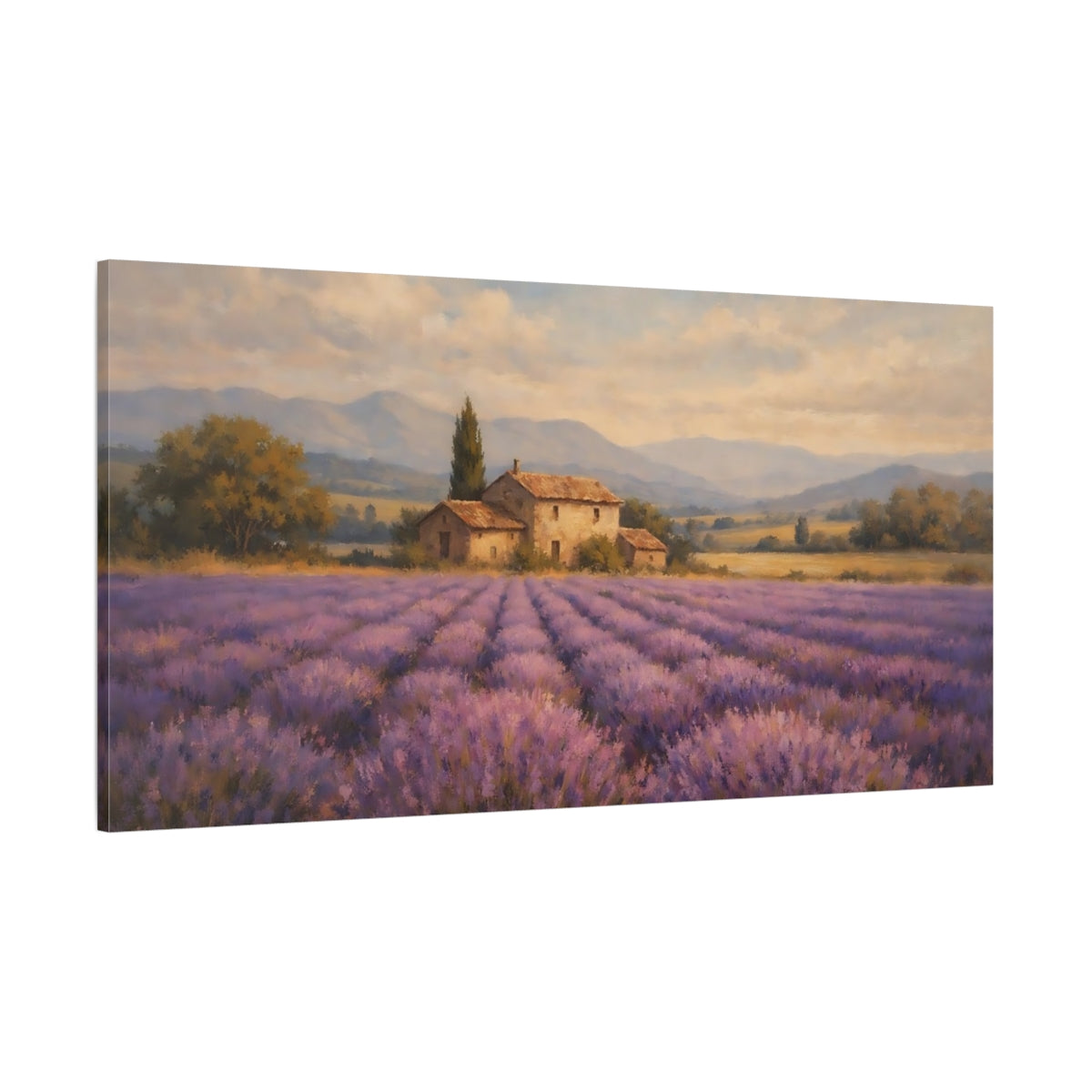 Main Mockup. Nature Lavender Field Purple Lavender Field shown as stretched canvas wall art