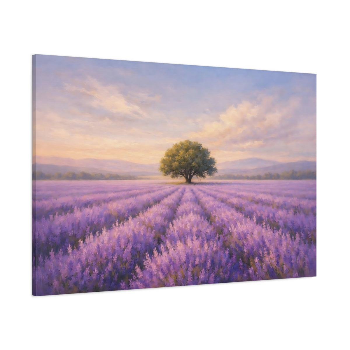 Main Mockup. Nature Lavender Field Purple Lavender Field shown as stretched canvas wall art