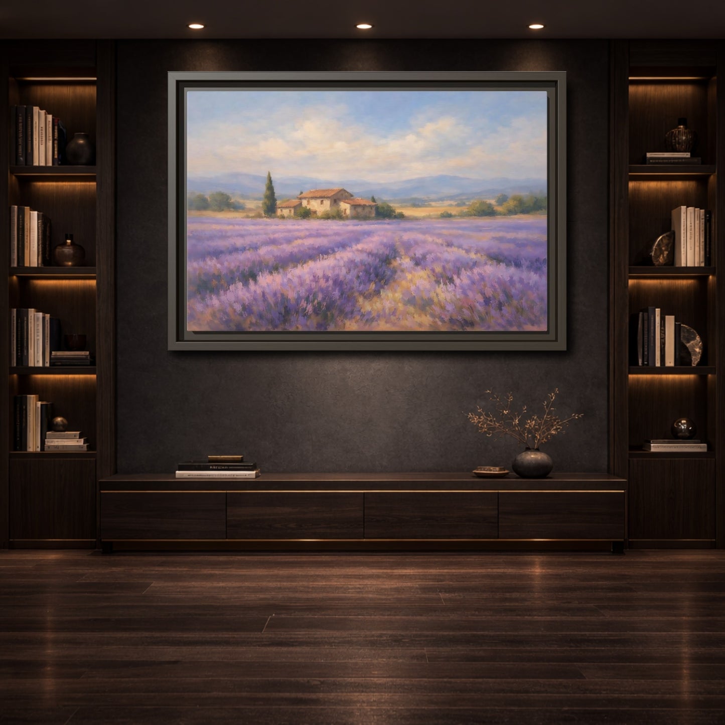 Mockup 3. Nature Lavender Field Purple Lavender Field shown as stretched canvas wall art