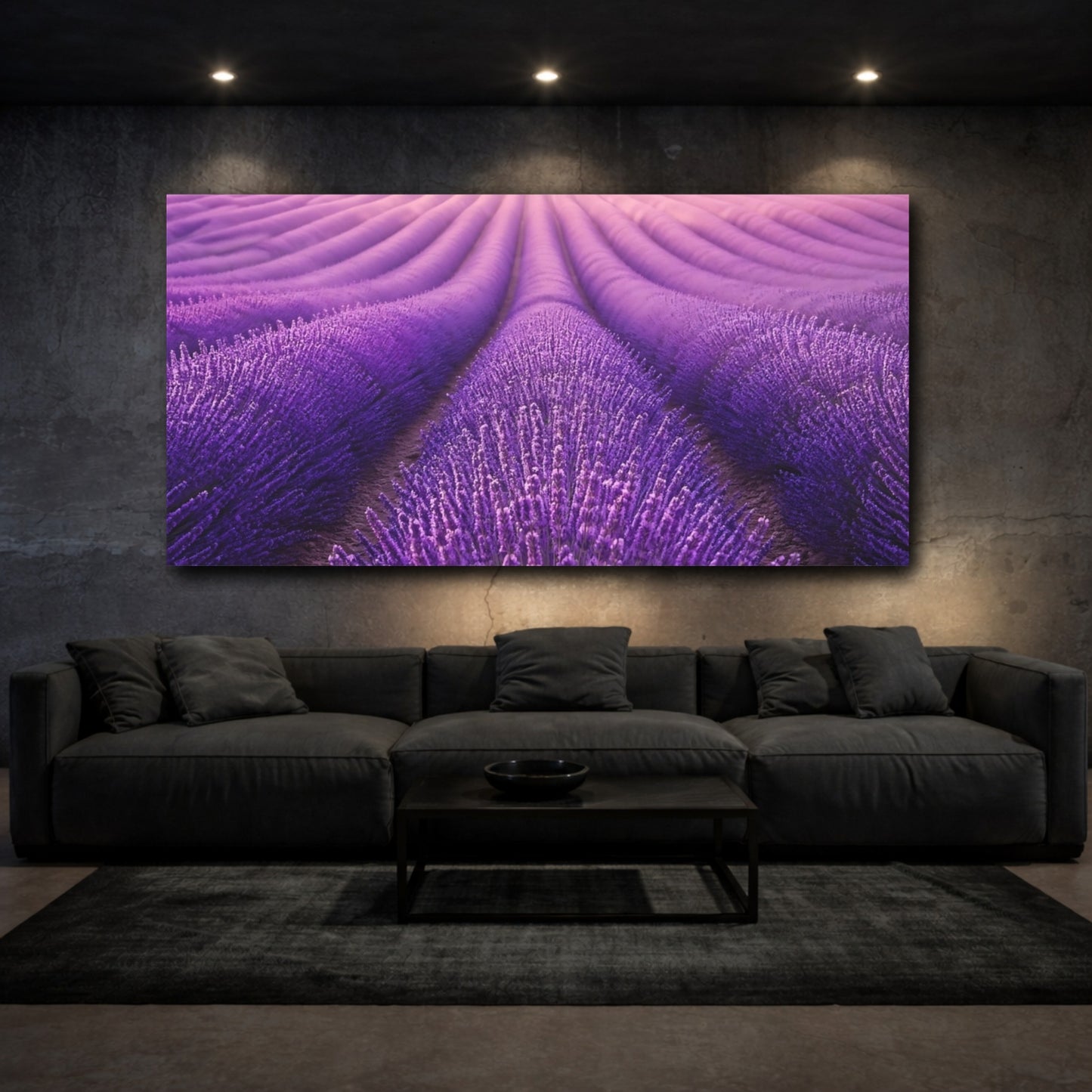 Mockup 2. Nature Lavender Field Purple Lavender shown as stretched canvas wall art
