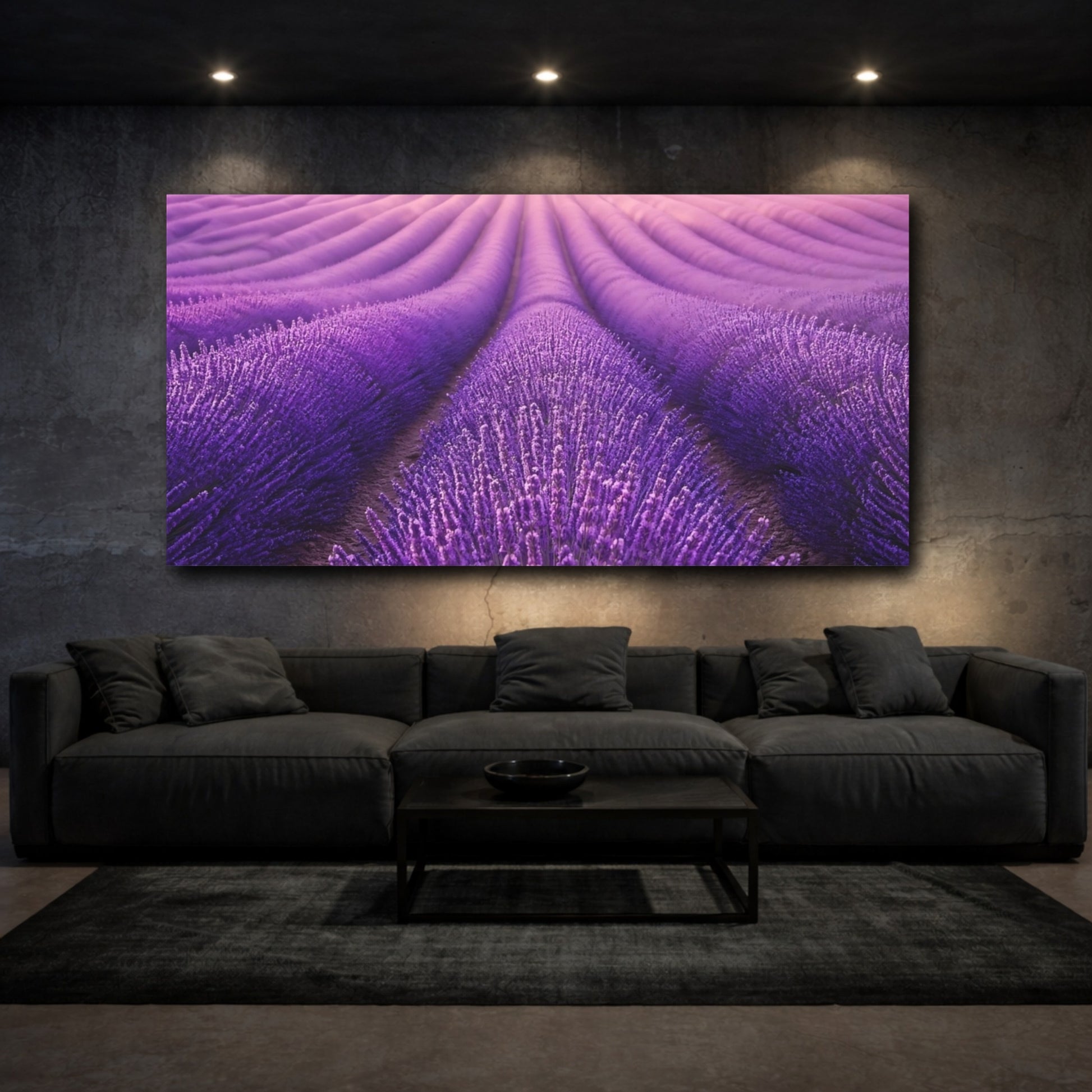 Mockup 2. Nature Lavender Field Purple Lavender shown as stretched canvas wall art