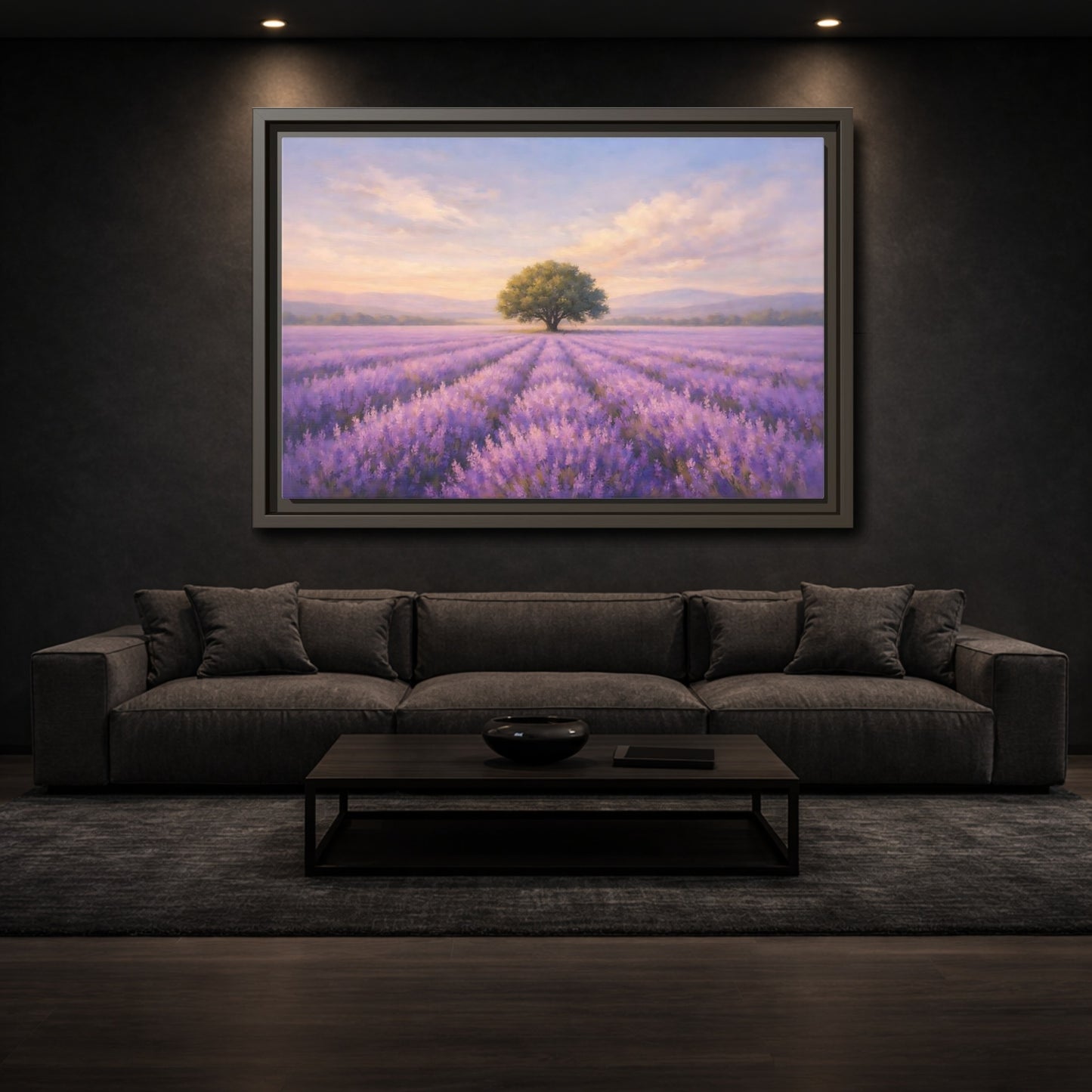 Mockup 2. Nature Lavender Field Purple Lavender shown as stretched canvas wall art